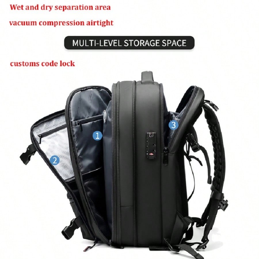Men's Travel Backpack 17 Inch Laptop Bag Compression Backpack Business Large Capacity School Bag Hiking Gym Sports Travel Casual Tote