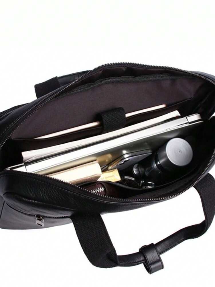 Men's Leather Business Briefcase 16 Inch Laptop Bag Handheld Shoulder Messenger Office Bag Work Computer Satchel Classic Vintage Style