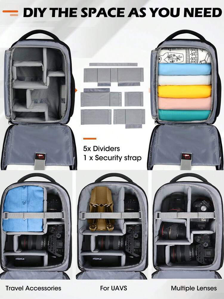 Men's Professional Camera Backpack Waterproof DSLR SLR Mirrorless Laptop Bag 15.6 Inch Large Capacity Travel Anti Theft Photography Pack