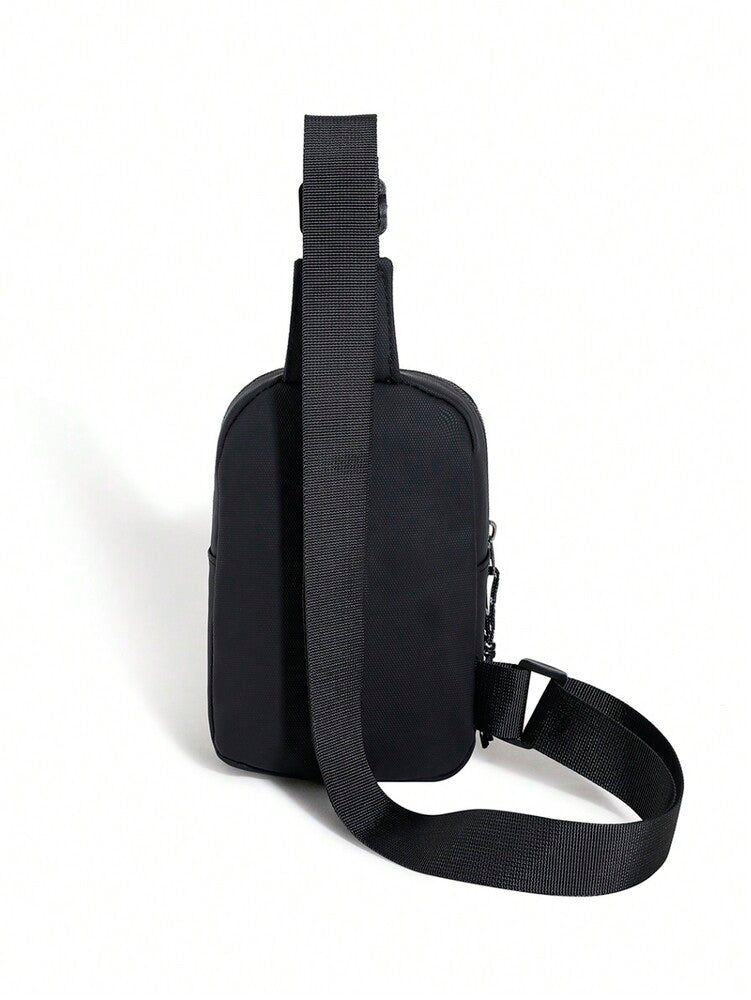 Men's Minimalist Chest Bag Black Sling Crossbody Bag Versatile Small Backpack Sports Leisure Waist Pack Travel Business Outdoor Casual