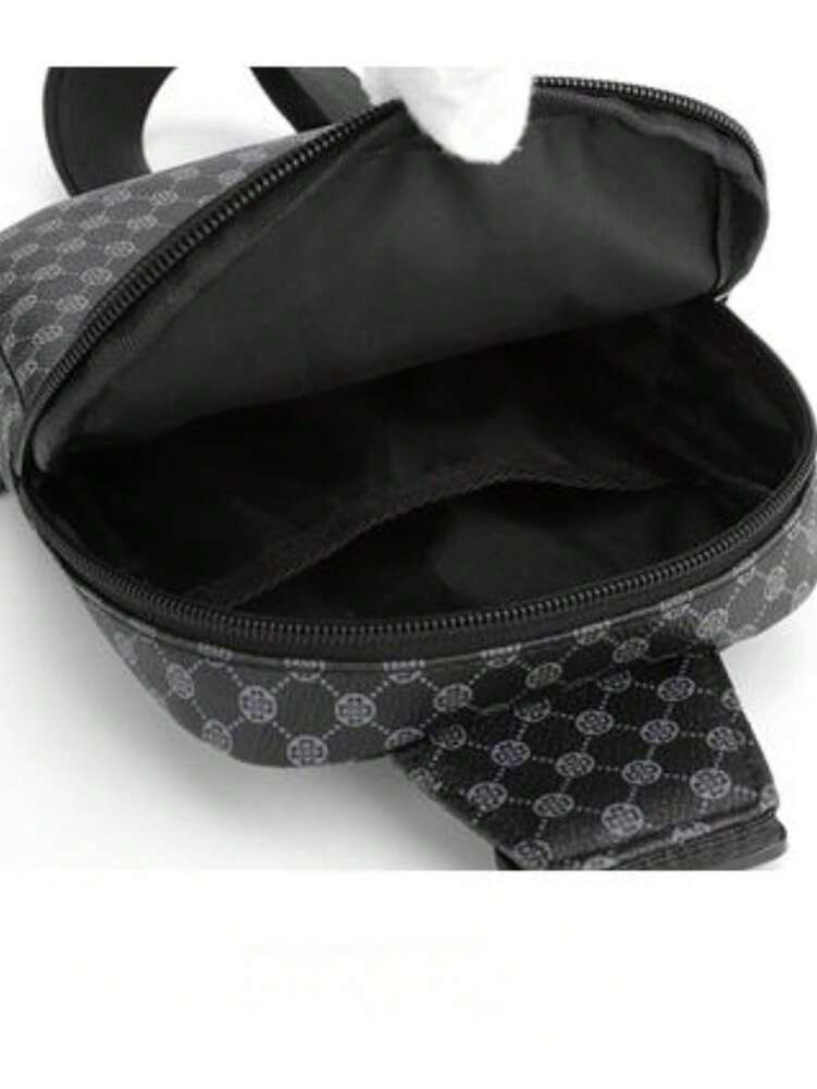 Men's PU Shoulder Bag Black Flower Print Crossbody Chest Bag Stylish Travel Business Commute Bag School University Graduation Gift