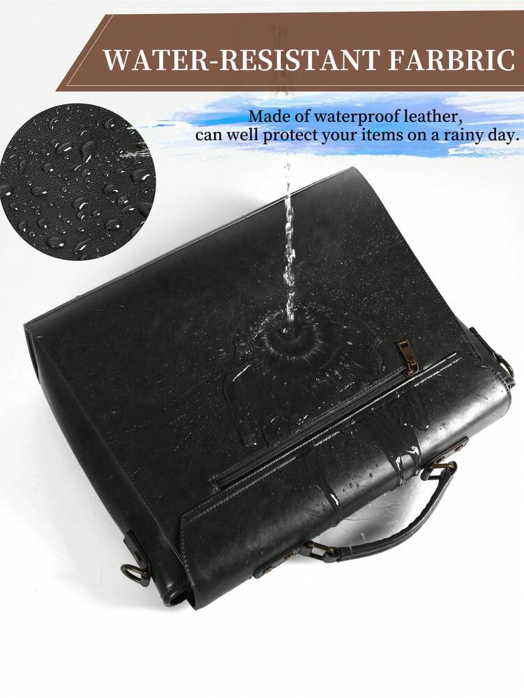 Men's NEWHEY Messenger Bag 15.6 Inch Waterproof Vintage Leather Laptop Briefcase Large Capacity Office Travel Satchel Shoulder Gift