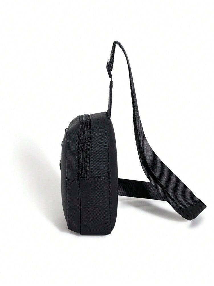 Men's Minimalist Chest Bag Black Sling Crossbody Bag Versatile Small Backpack Sports Leisure Waist Pack Travel Business Outdoor Casual