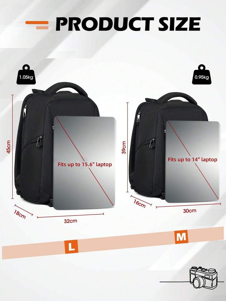 Men's Professional Camera Backpack Waterproof DSLR SLR Mirrorless Laptop Bag 15.6 Inch Large Capacity Travel Anti Theft Photography Pack