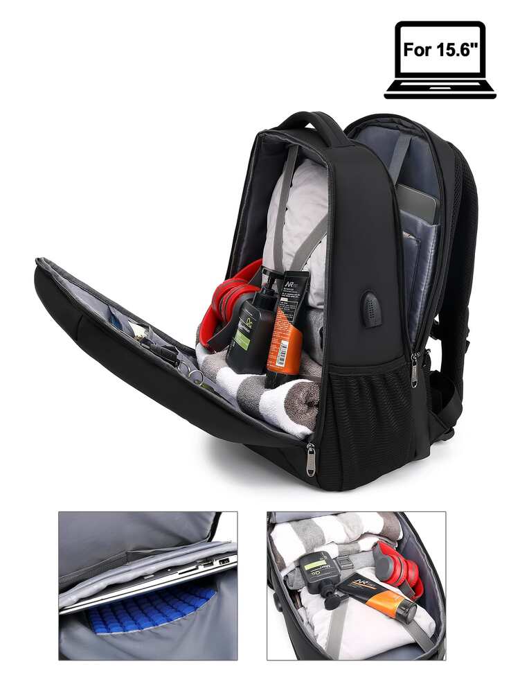 Men's USB Charging Port Travel Backpack Business Laptop Bag Large Capacity School College Work Outdoor Casual Commuter Backpack
