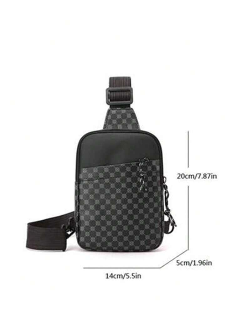 Men's PU Shoulder Bag Black Flower Print Crossbody Chest Bag Stylish Travel Business Commute Bag School University Graduation Gift
