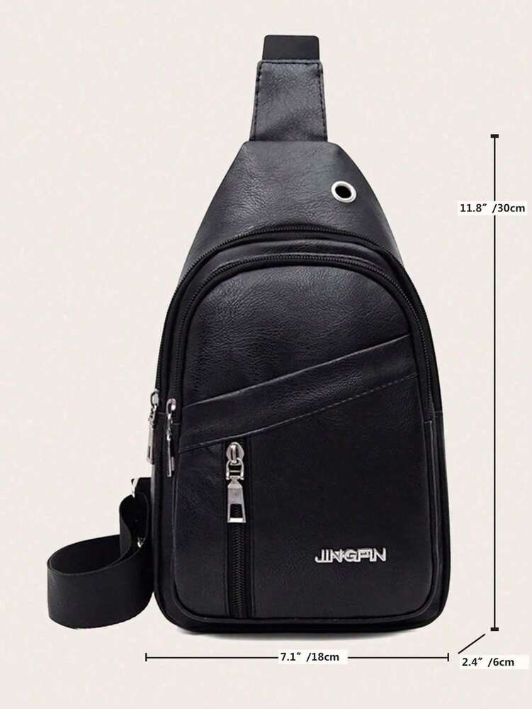 Men's Vintage Fanny Pack Waist Bag With Headphone Jack Adjustable Strap Multi Pocket Casual Crossbody Chest Bag Hiking Cycling Travel