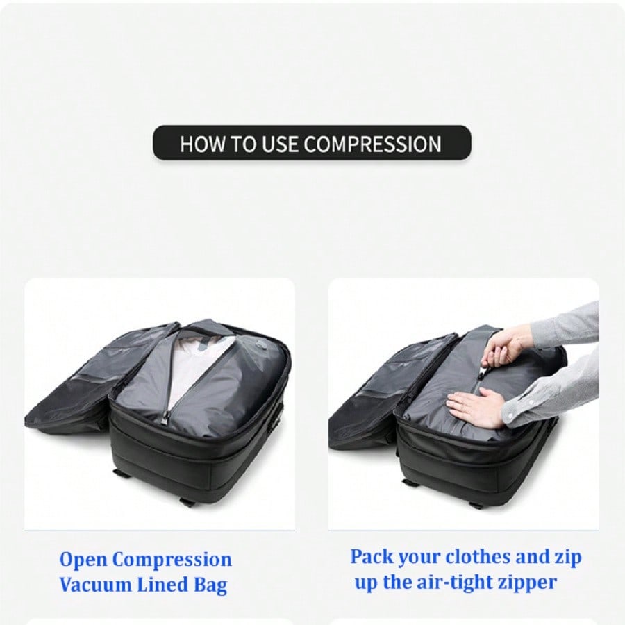 Men's Travel Backpack 17 Inch Laptop Bag Compression Backpack Business Large Capacity School Bag Hiking Gym Sports Travel Casual Tote