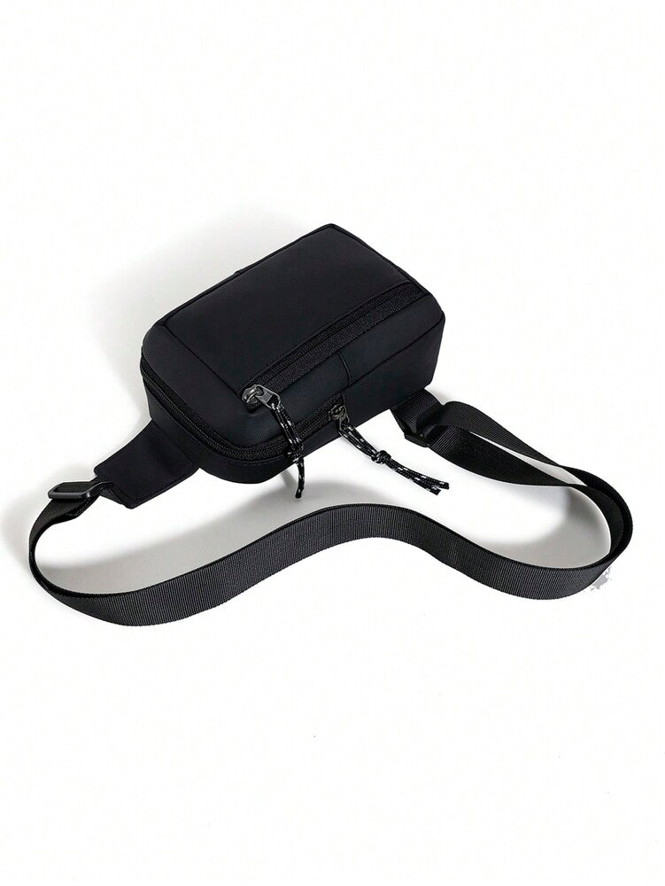 Men's Minimalist Chest Bag Black Sling Crossbody Bag Versatile Small Backpack Sports Leisure Waist Pack Travel Business Outdoor Casual