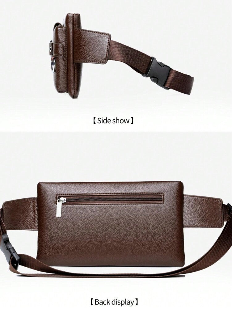 Men's Crossbody Chest Bag Waist Bag Shoulder Bag PU Leather Multi Compartment Sports Belt Bag Phone Purse Casual Travel Gift For Men