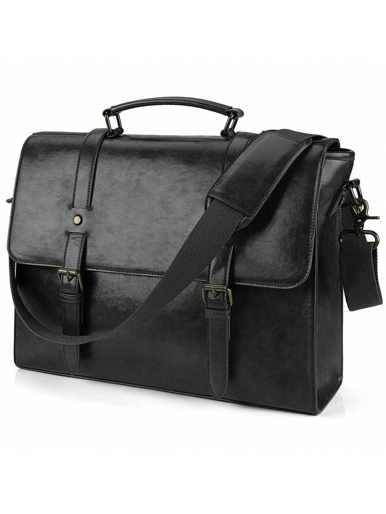 Men's Messenger Bag Briefcase 15.6 Inch Waterproof Leather Laptop Satchel Shoulder Bag Business School Travel Notebook Office Bag