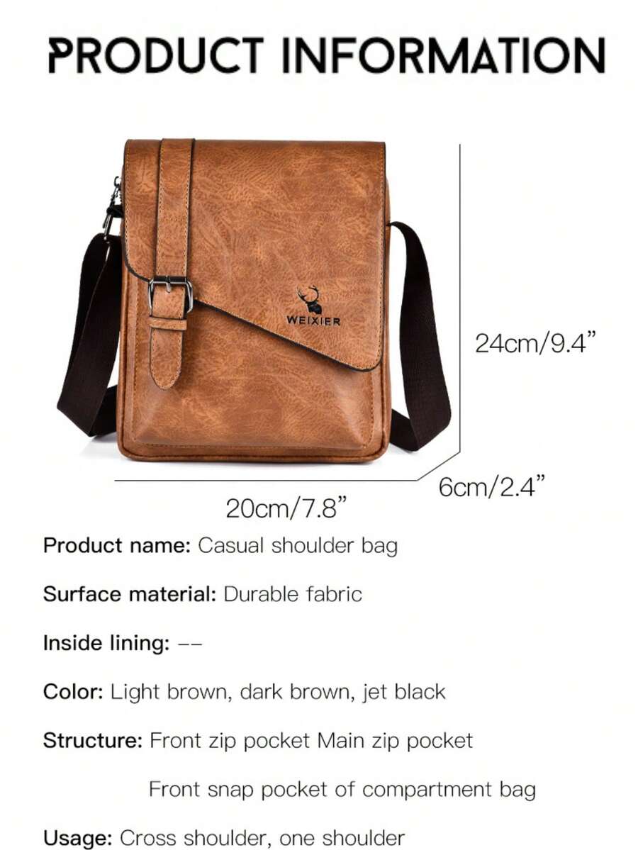 Men's Waterproof PU Shoulder Crossbody Waist Satchel Bag Multi Pocket Large Capacity Outdoor Travel Hiking Work Student Portable Bag