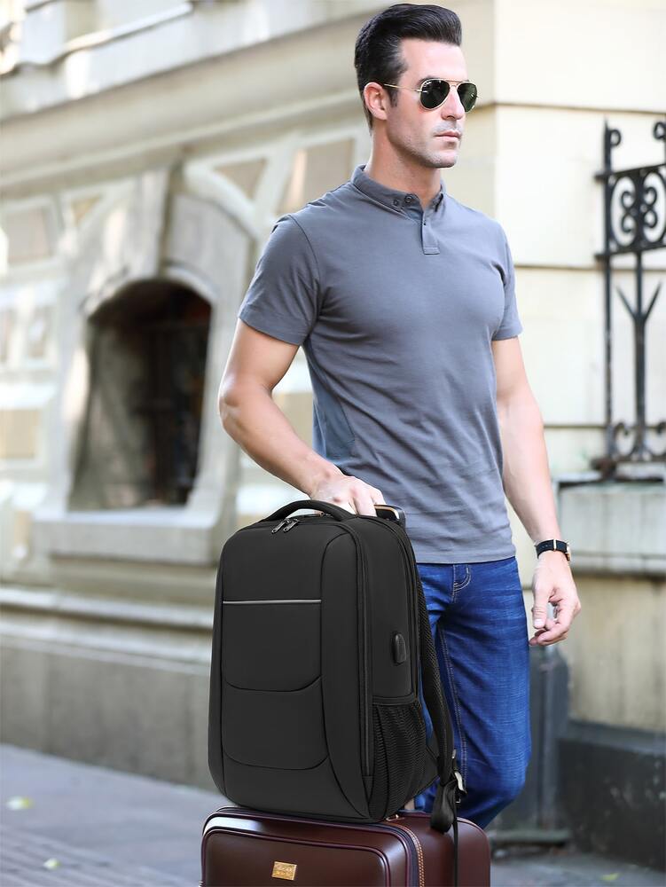 Men's USB Charging Port Travel Backpack Business Laptop Bag Large Capacity School College Work Outdoor Casual Commuter Backpack