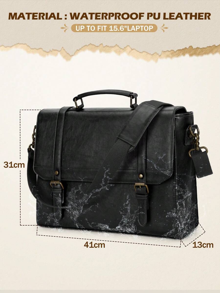 Men's NEWHEY Messenger Bag 15.6 Inch Vintage Leather Waterproof Laptop Briefcase Business Travel Computer Satchel Shoulder Tote Gift