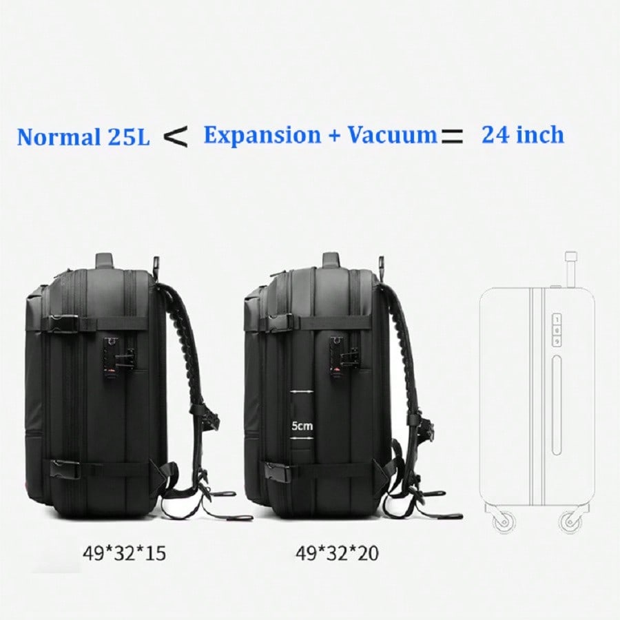 Men's Travel Backpack 17 Inch Laptop Bag Compression Backpack Business Large Capacity School Bag Hiking Gym Sports Travel Casual Tote