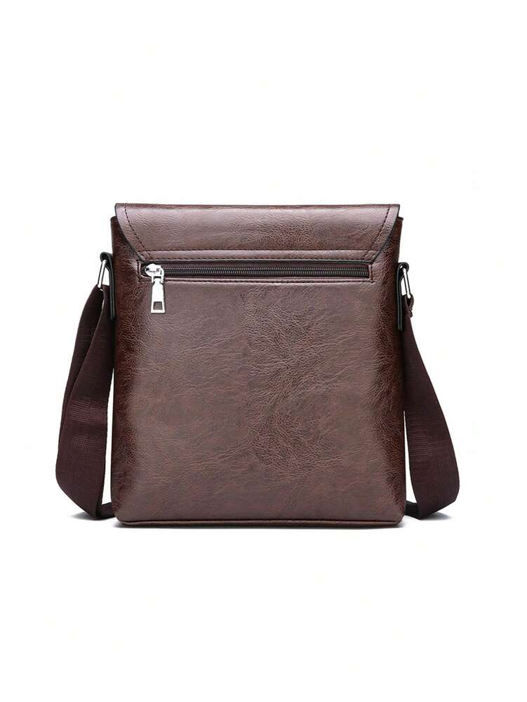 Men's Coffee Color PU Leather Shoulder Messenger Bag Lightweight Business Crossbody Sling Bag Versatile Travel Briefcase Tote Satchel