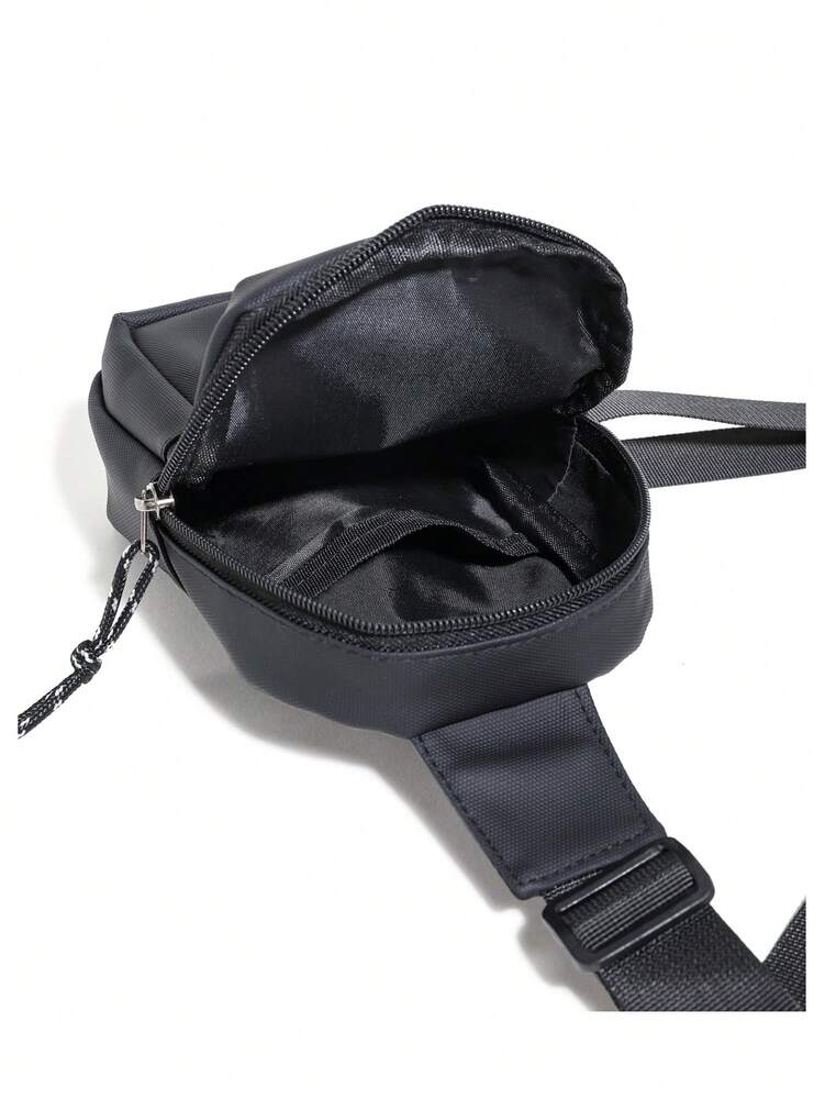 Men's Minimalist Chest Bag Black Sling Crossbody Bag Versatile Small Backpack Sports Leisure Waist Pack Travel Business Outdoor Casual