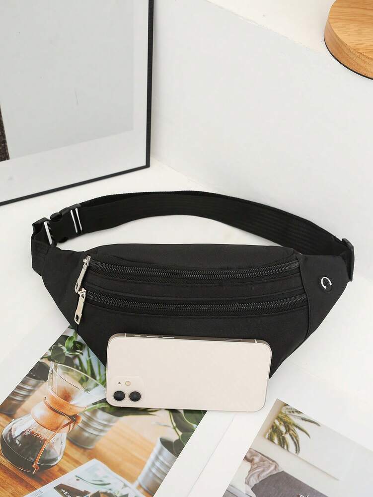 Men's Sports Fanny Pack Large Crossbody Waist Bag Casual Hands Free Wallet Belt Bag Running Hiking Travel Festival Gym Phone Purse