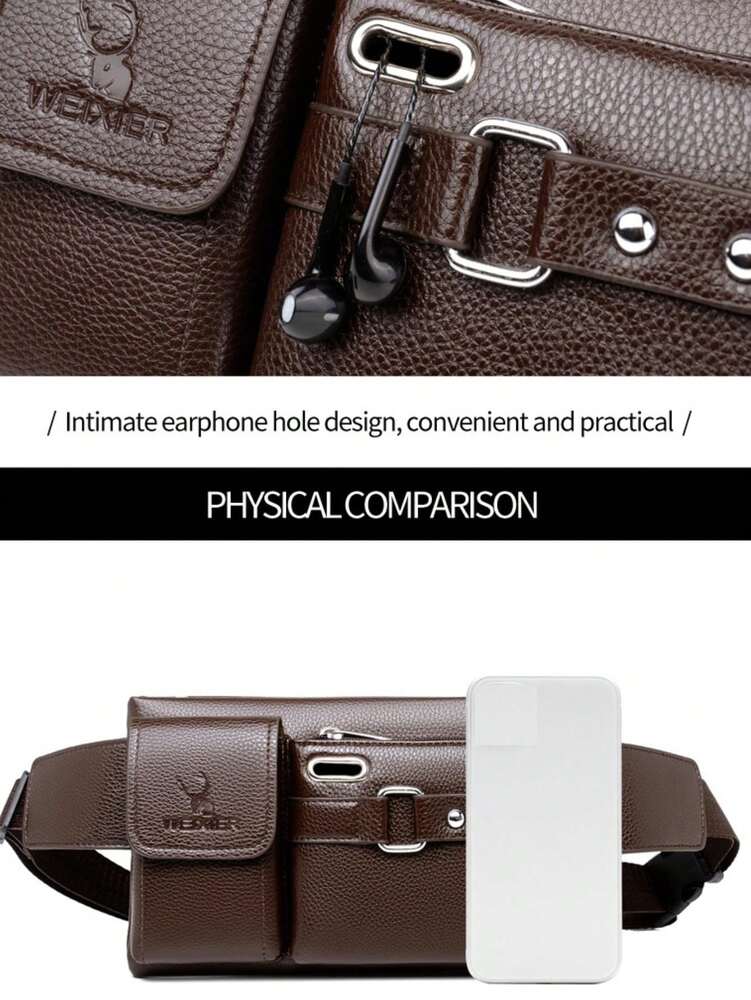 Men's Crossbody Chest Bag Waist Bag Shoulder Bag PU Leather Multi Compartment Sports Belt Bag Phone Purse Casual Travel Gift For Men